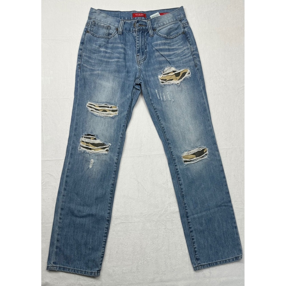 Guess Los Angeles Womens Slim Straight Distressed Denim Jeans Size 30X30